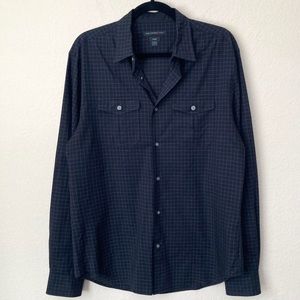 John Varvatos Luxe Grid Print Button Down Dress Shirt